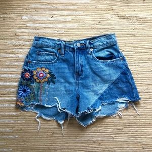 Embroidered Jean Shorts